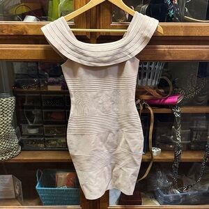 Elegant light beige  Off-Shoulder Dress